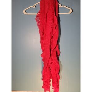 Artisan Crafted Pink Hand Knit Womens Scarf W/ Fringe